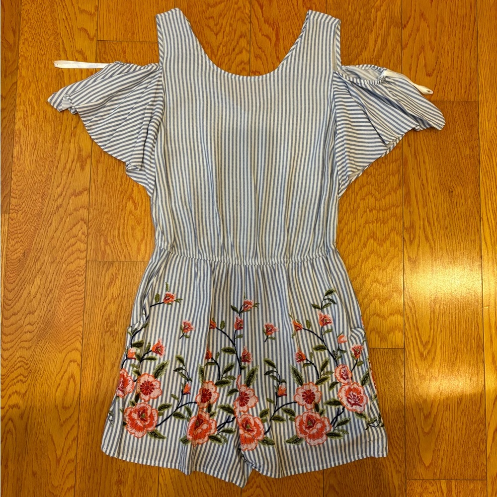 Amy Byer Pinstripe Floral Romper